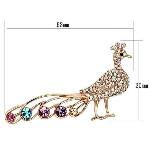 LO2798 - Flash Rose Gold White Metal Brooches with Top Grade Crystal