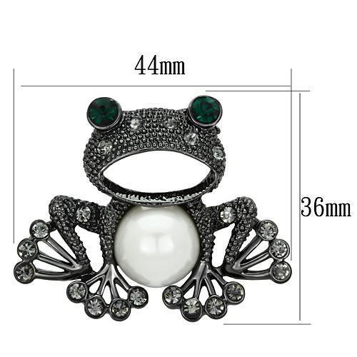 LO2845 - Ruthenium White Metal Brooches with Synthetic Pearl in White