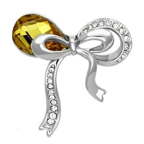 LO2846 - Imitation Rhodium White Metal Brooches with Synthetic Glass