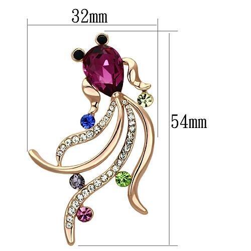 LO2905 - Flash Rose Gold White Metal Brooches with Synthetic Glass