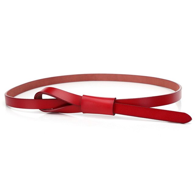 Thin Real Leather Knot Belt