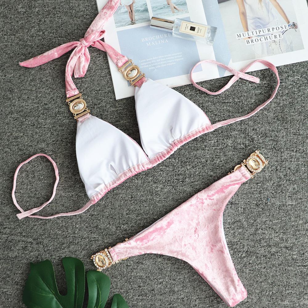 Bandage Bikini Sets Velvet Swimsuits