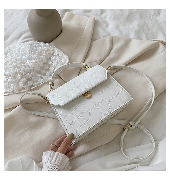 Stone Patent White  Shoulder Bags For Women