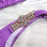 Patchwork Crystal Elastic Swimsuit For Female